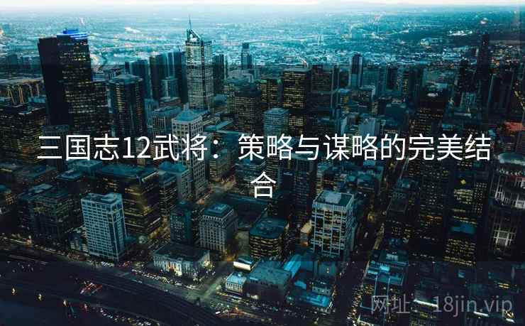 三国志12武将：策略与谋略的完美结合